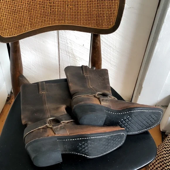Frye Harness 12R Brown Distressed Leather Boots Sz 6.5 - Picture 5 of 9